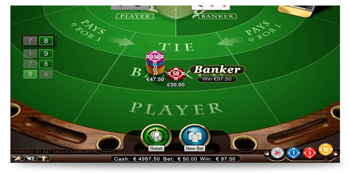 Baccarat Tisch eines Online Casinos