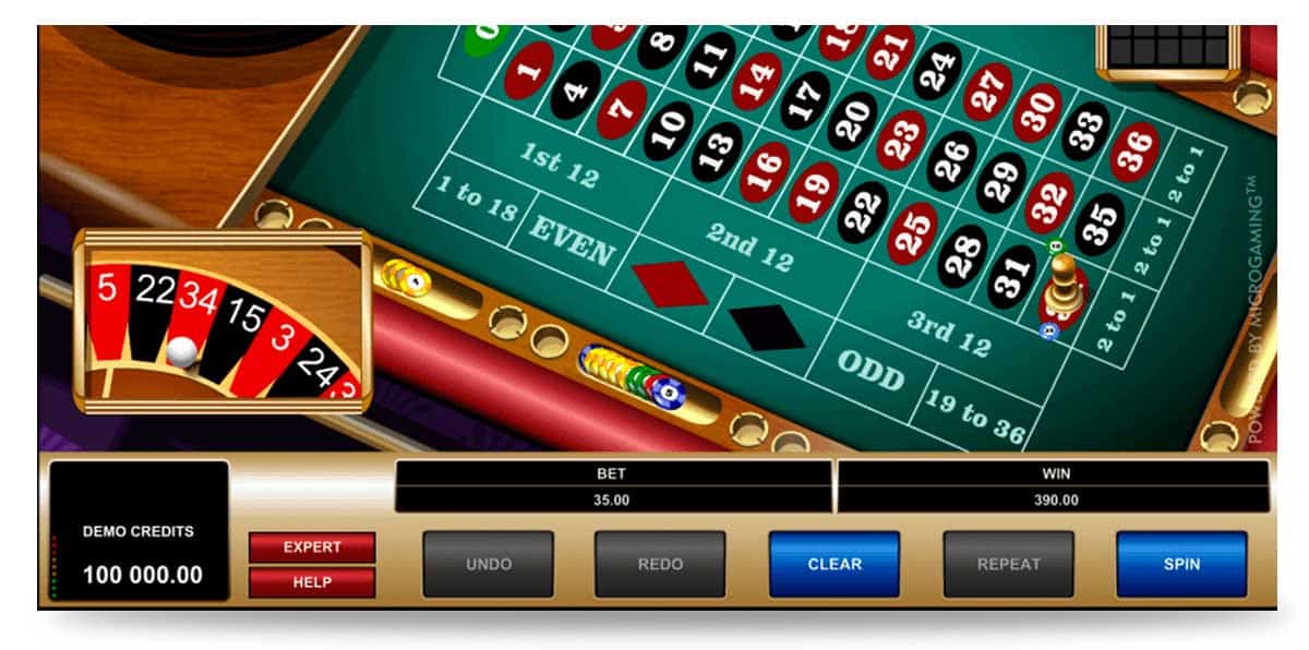 Roulette Tisch eines Online Casinos